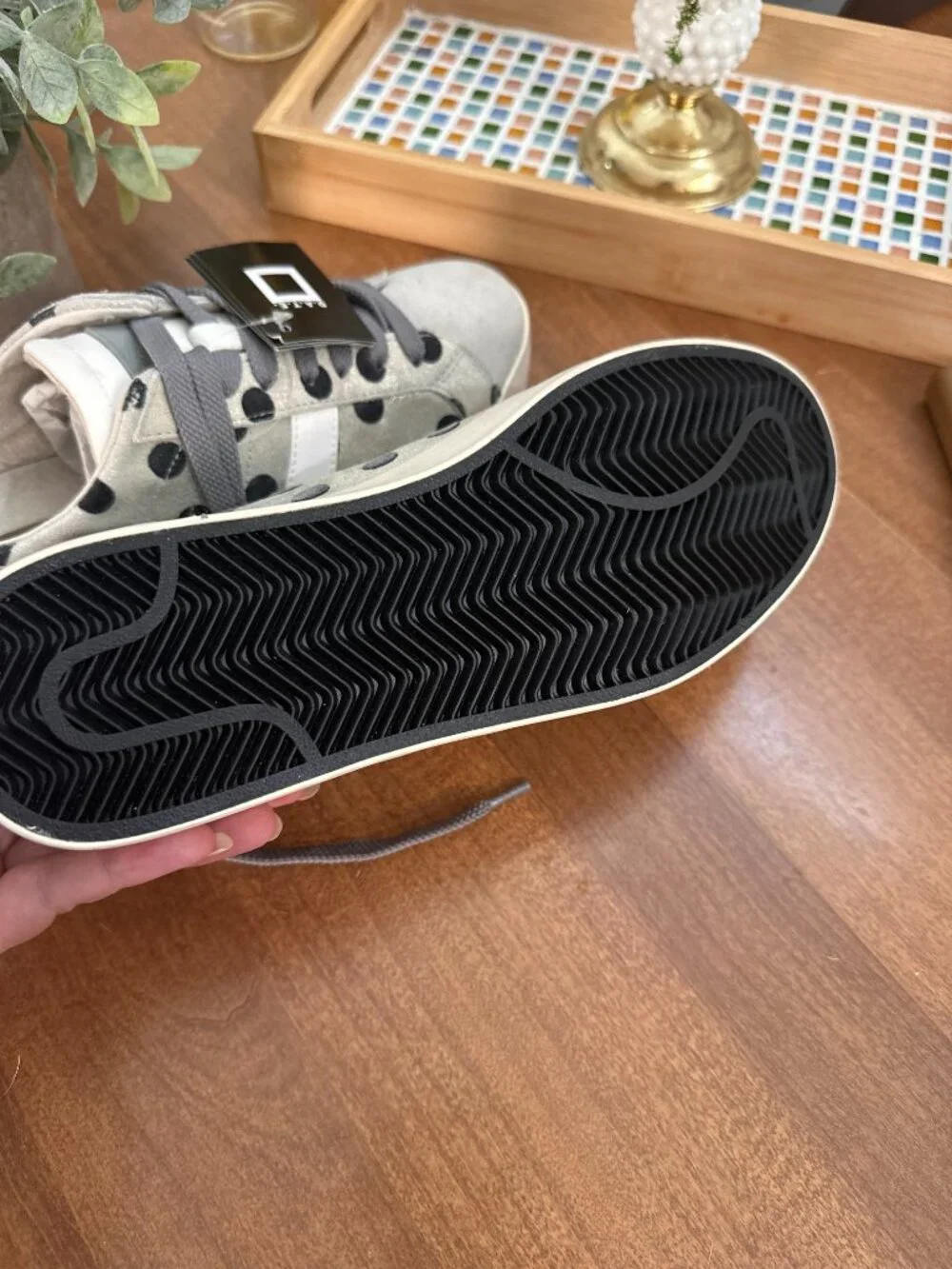 D.A.T.E premium sneakers suede leather polka dot shoe size 8